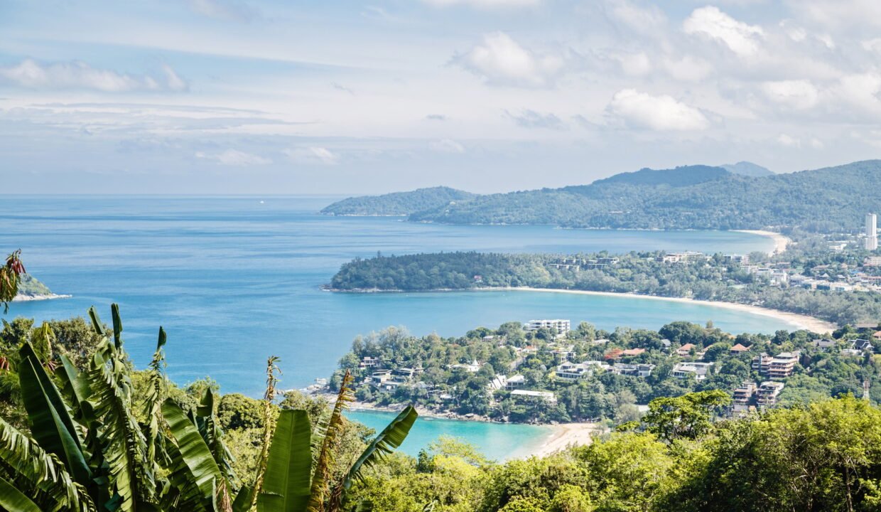 Panoramic view of seascape. Phuket Thailand Asia, summer vacation mockup with copy space